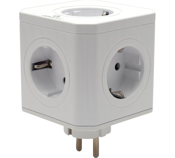 Изображение товара Тройник Cablexpert Tower 5р, 16А, заземл, белый, коробка, CUBE-5-16-W