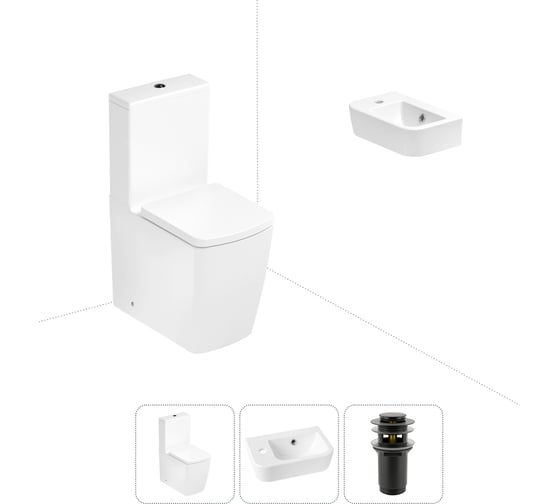 Изображение товара Безободковый напольный унитаз Lavinia Boho Aveo Rimless в комплекте 3 в 1 202008381