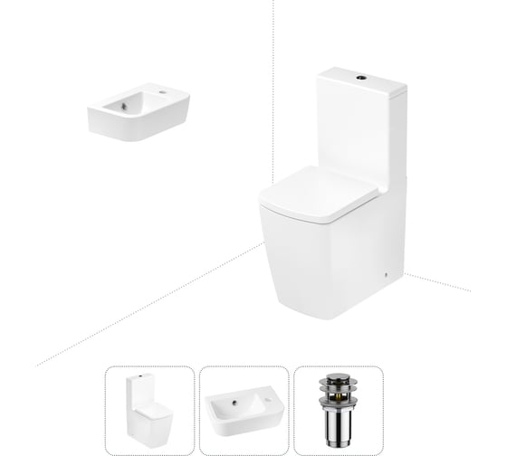 Изображение товара Безободковый напольный унитаз Lavinia Boho Aveo Rimless в комплекте 3 в 1 202008335