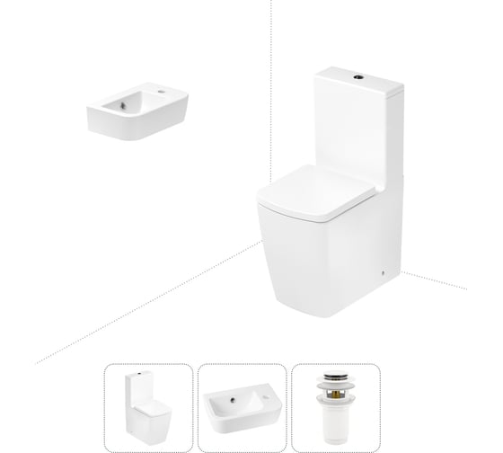 Изображение товара Безободковый напольный унитаз Lavinia Boho Aveo Rimless в комплекте 3 в 1 202008339