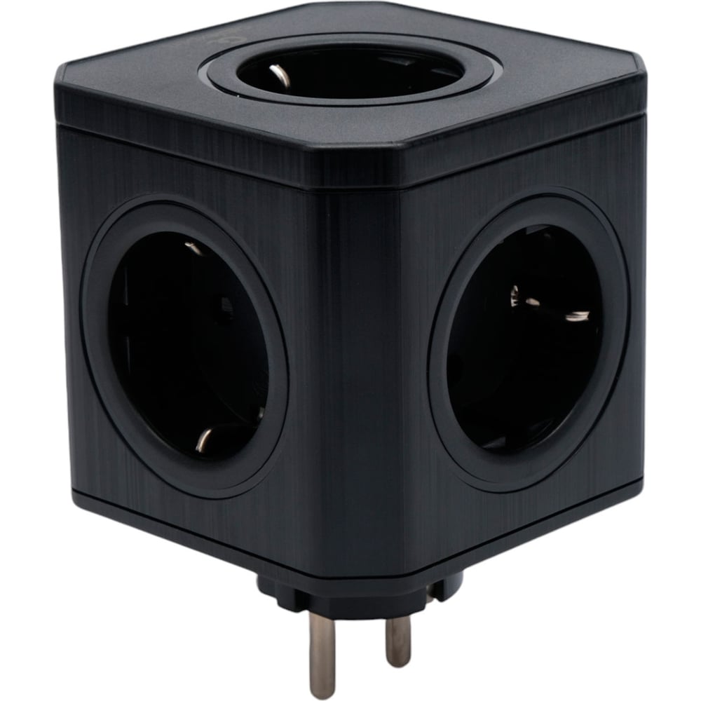 Изображение товара Тройник Cablexpert Tower 5р 16А заземление черный коробка CUBE-5-16-B