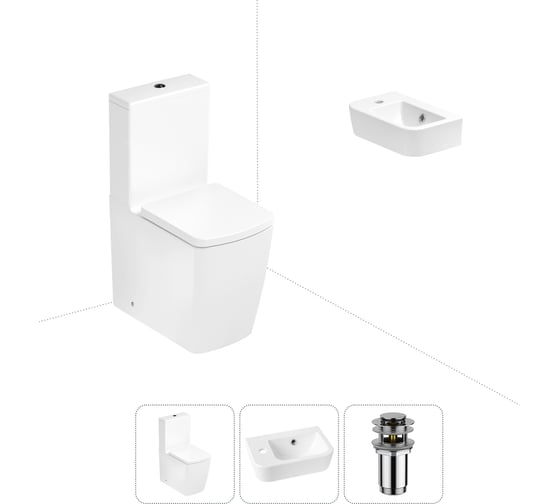 Изображение товара Безободковый напольный унитаз Lavinia Boho Aveo Rimless в комплекте 3 в 1 202008380