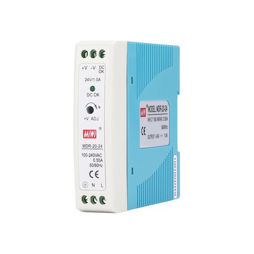 Изображение товара Блок питания MIWI MDR-20-24 на DIN-рейку мощностью 24 Вт