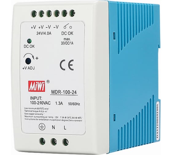 Изображение товара Блок питания MIWI на DIN-рейку MDR-100-24