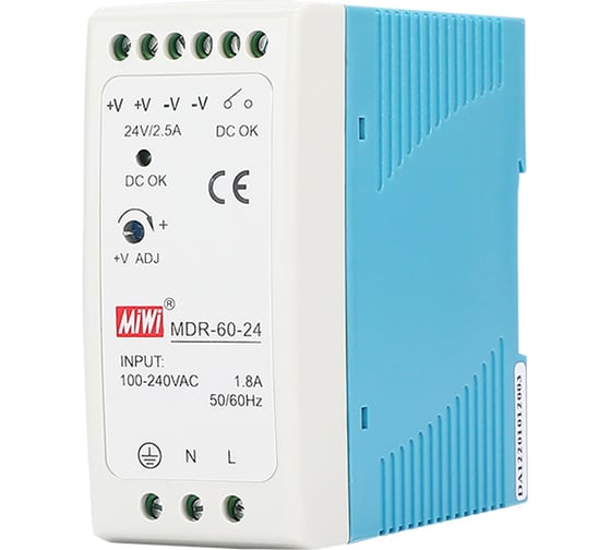 Изображение товара Блок питания MIWI на DIN-рейку MDR-60-12