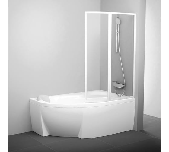 Изображение товара Перегородка (шторка, ширма) на борт ванны Ravak VSK2 ROSA 170 L Раин белый профиль, левый, витраж прозрачное стекло, 76LB010041 00000017937