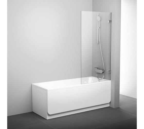 Изображение товара Перегородка (шторка, ширма) на борт ванны неподвижная Ravak BVS1-80 профиль хром, прозрачное стекло 7U840A00Z1 00000029149