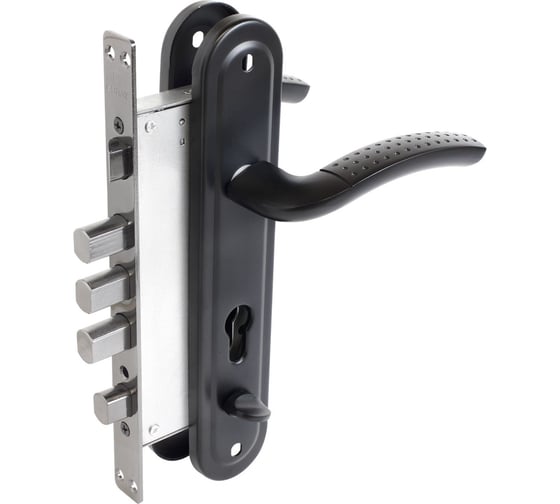 Изображение товара Замок врезной с ручками БУЛАТ ЗВ 4-4B.60.80.01.03-R АЛЬФА черный, без ц/м (ЗВ4-0526R) 16189