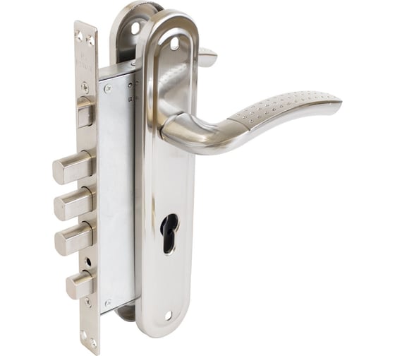 Изображение товара Замок врезной с ручками БУЛАТ ЗВ 4-4B.60.80.01.08-R АЛЬФА мат. никель, без ц/м (ЗВ4-0526R) 16193