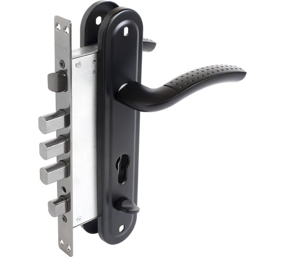 Изображение товара Замок врезной с ручками БУЛАТ ЗВ 4-4B.60.80.01.03-L АЛЬФА черный, без ц/м (ЗВ4-0526L) 16188