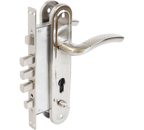 Изображение товара Замок врезной с ручками БУЛАТ ЗВ 4-4B.60.80.01.08-L АЛЬФА мат. никель, без ц/м (ЗВ4-0526L) 16192