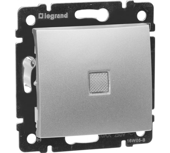 Изображение товара Переключатель перекрестный одноклавишный Legrand с подсветкой Valena 10А 250В схема 7L винтовые зажимы алюминий 770148