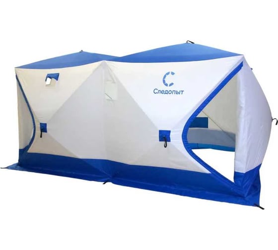 Изображение товара Палатка зимняя Следопыт куб, 3.8x1.9 м, 2-х комнатная, S по полу 7.2 кв.м, 3 слоя, синий/белый PF-TW-21