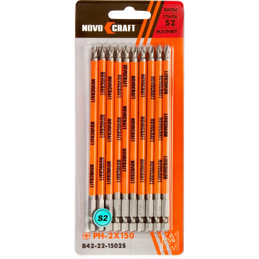 Биты в слайдере (10 шт; PH2; 150 мм; s2) Novocraft B42-22-1502S