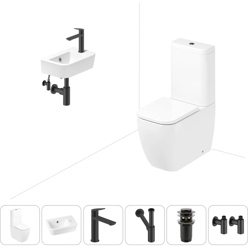 Изображение товара Унитаз-компакт Lavinia Boho One комплект 6 в 1 современный санфарфор