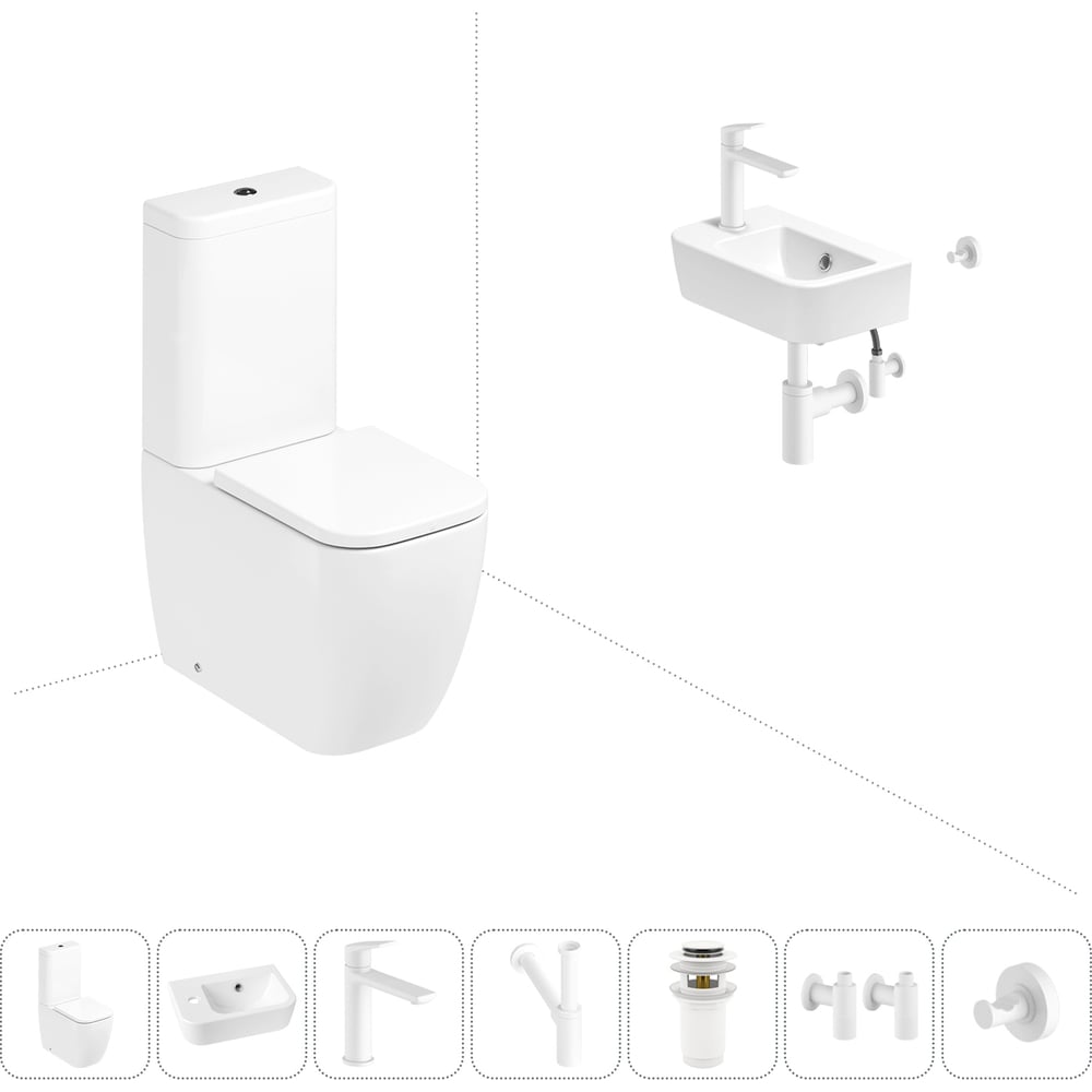 Изображение товара Унитаз-компакт Lavinia Boho One 7 в 1 безободковый с раковиной белый