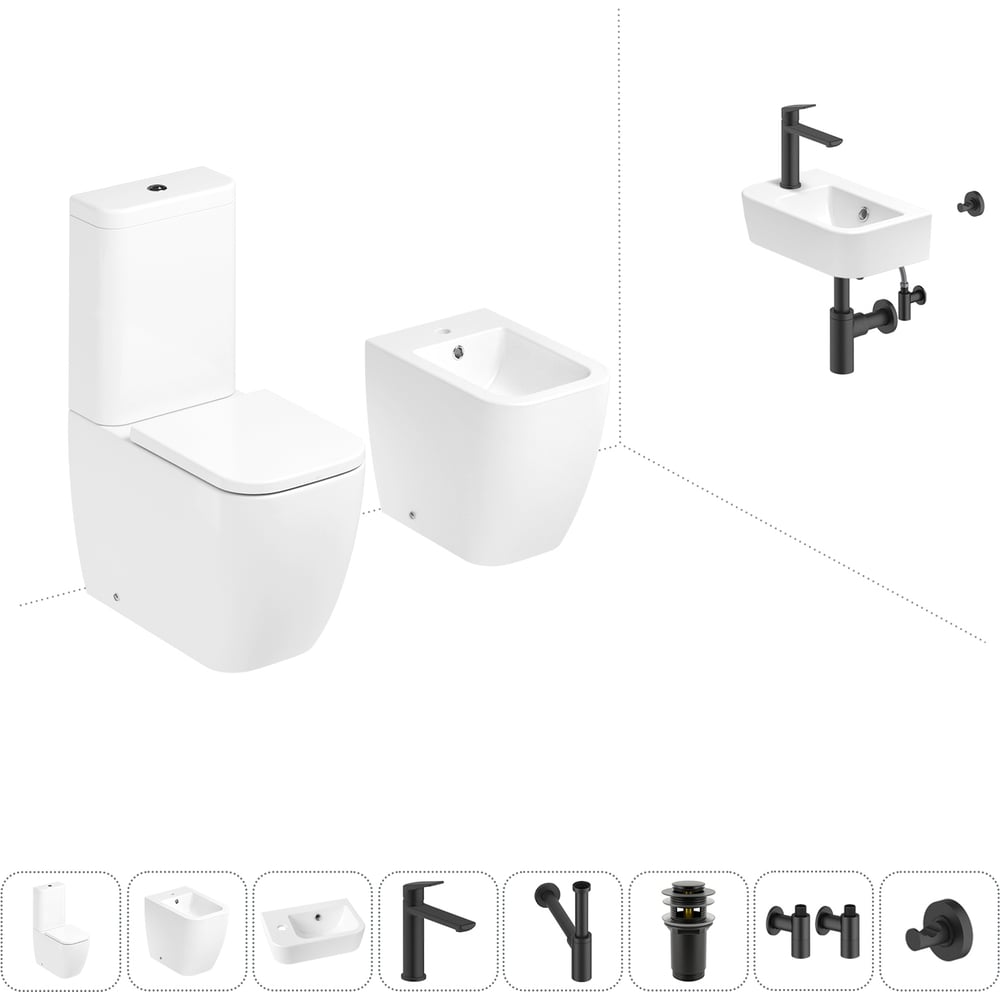 Изображение товара Унитаз-компакт Lavinia Boho One комплект 8 в 1 санфарфор цвет матовый черный