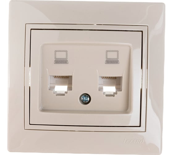 Изображение товара Розетка Lezard Мира RJ45x2 крем с вст крем 701-0303-141