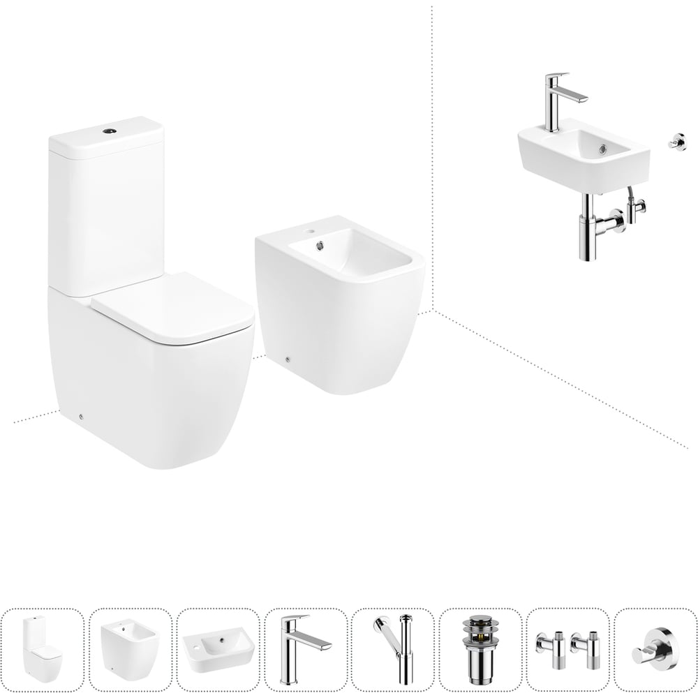 Изображение товара Комплект унитаз с биде раковиной и аксессуарами Lavinia Boho One 8 в 1