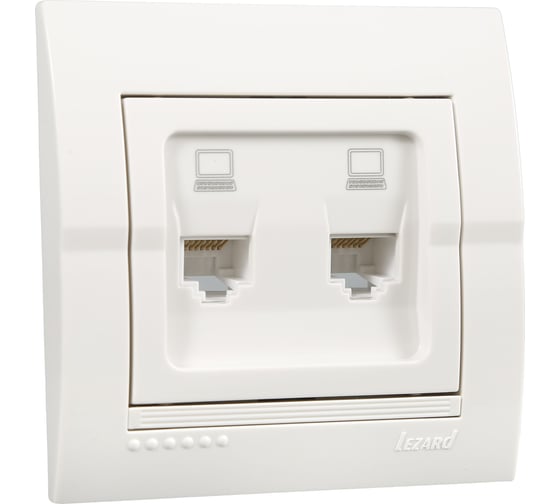 Изображение товара Розетка Lezard DERIY RJ45x2 белый 702-0202-141