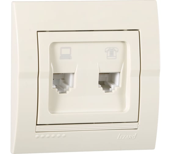 Изображение товара Розетка Lezard DERIY RJ45+RJ11 крем 702-0303-143