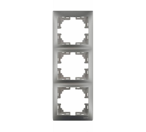 Изображение товара Рамка Lezard MIRA 3-ая вертикальная металл серый б вставок 701-1000-153