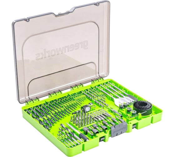 Изображение товара Набор сверл, бит и коронок в кейсе 90 предметов GreenWorks 2944607