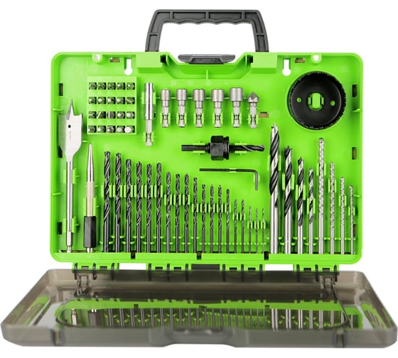 Изображение товара Набор сверл, бит и коронок в кейсе 60 предметов GreenWorks 2944507
