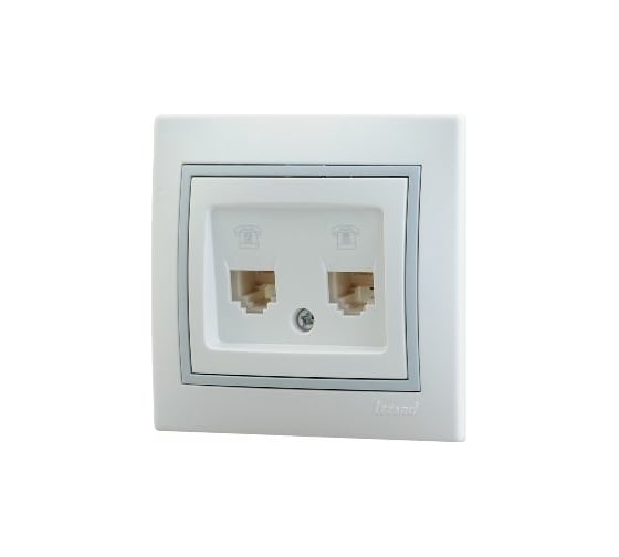 Изображение товара Розетка Lezard Мира RJ 11x2 белый с вст сер 701-0215-138
