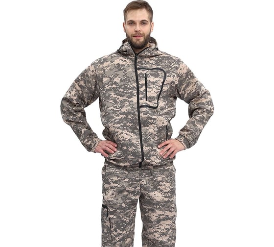 Изображение товара Костюм URSUS "ТУРИСТ 1" куртка/брюки, цвет КМФ "Цифра светло-серый", ткань Грета КОС286-ЦИФРА светло-серый/48-50, 182-188