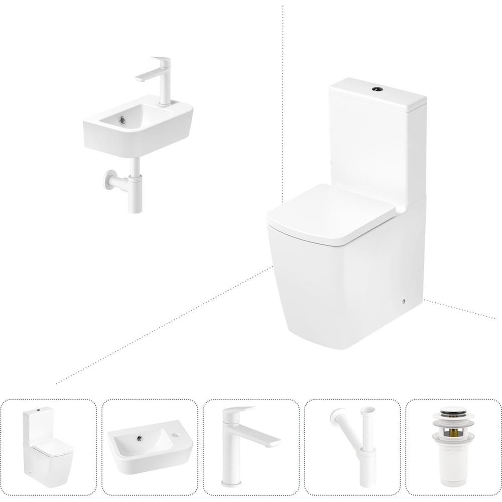 Изображение товара Безободковый напольный унитаз Lavinia Boho Aveo Rimless с раковиной и каскадным сливом