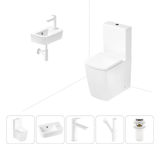 Изображение товара Безободковый напольный унитаз Lavinia Boho Aveo Rimless в комплекте 5 в 1 202008519