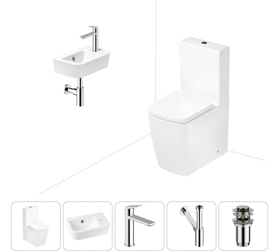 Изображение товара Безободковый напольный унитаз Lavinia Boho Aveo Rimless в комплекте 5 в 1 202008515