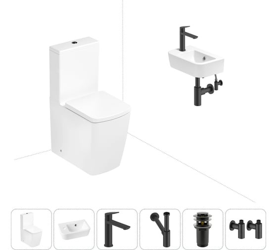 Изображение товара Безободковый напольный унитаз Lavinia Boho Aveo Rimless в комплекте 6 в 1 202008651