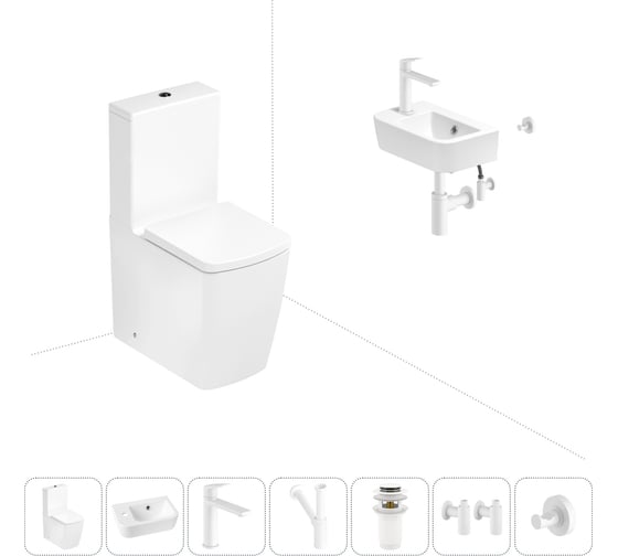 Изображение товара Безободковый напольный унитаз Lavinia Boho Aveo Rimless в комплекте 7 в 1 202008834