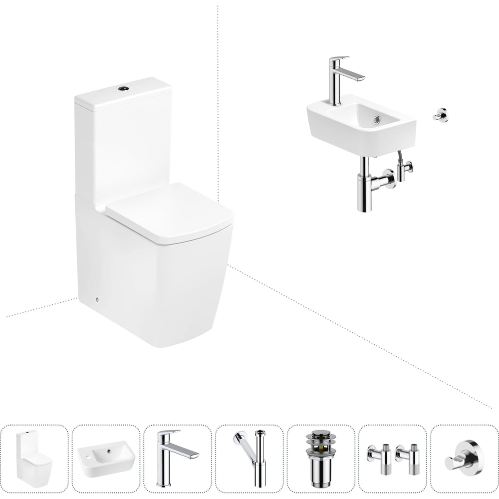 Изображение товара Безободковый напольный унитаз Lavinia Boho Aveo Rimless 7 в 1 с раковиной