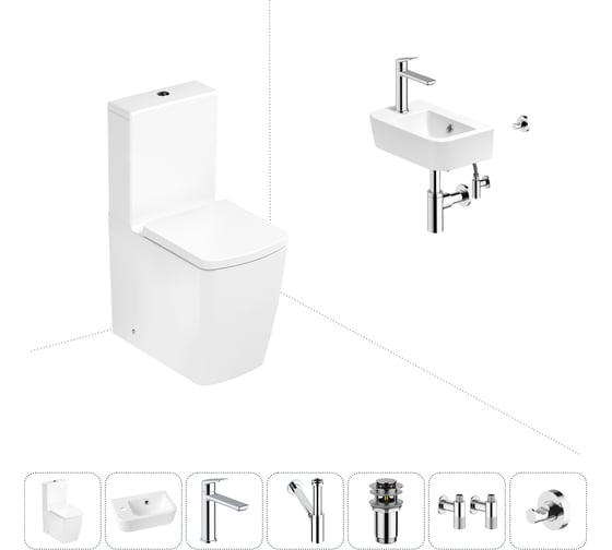 Изображение товара Безободковый напольный унитаз Lavinia Boho Aveo Rimless в комплекте 7 в 1 202008830