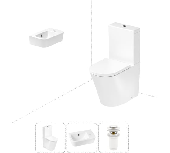 Изображение товара Безободковый напольный унитаз Lavinia Boho Biore Rimless в комплекте 3 в 1 202008314