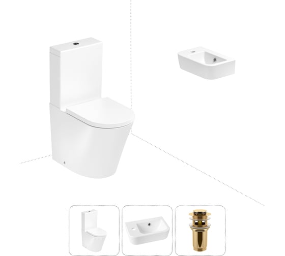 Изображение товара Безободковый напольный унитаз Lavinia Boho Biore Rimless в комплекте 3 в 1 202008357