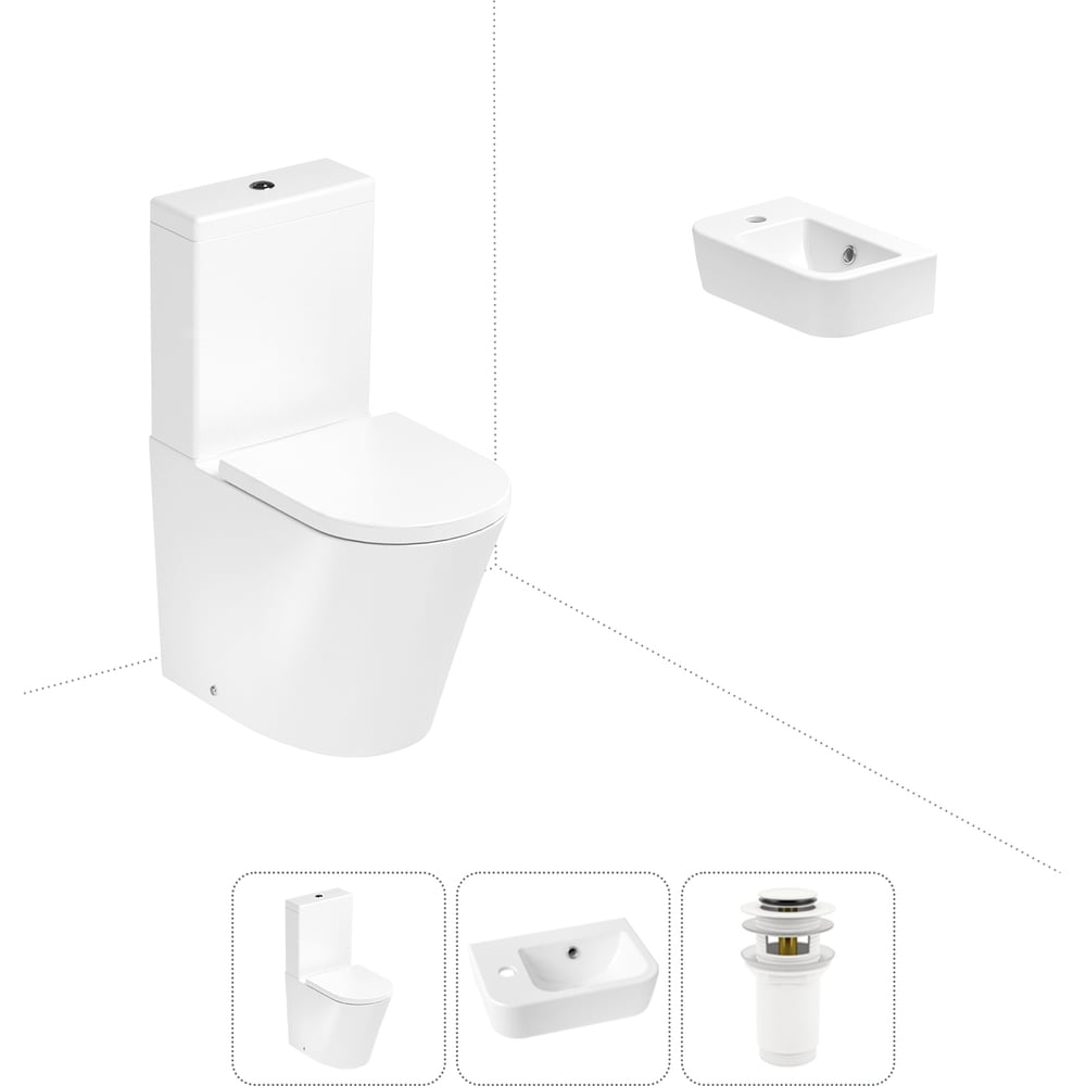 Изображение товара Безободковый напольный унитаз Lavinia Boho Rimless с раковиной и каскадным сливом