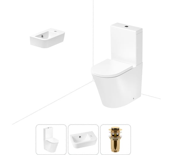 Изображение товара Безободковый напольный унитаз Lavinia Boho Biore Rimless в комплекте 3 в 1 202008312