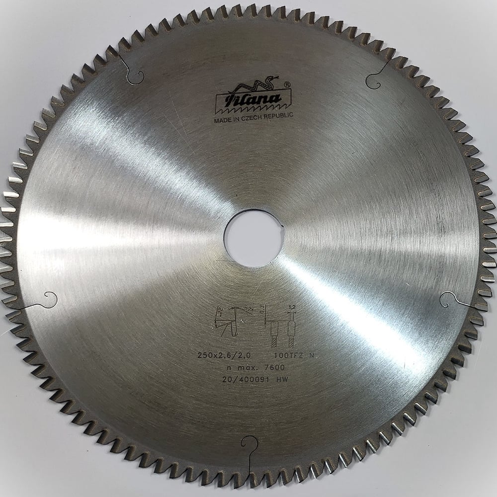 Изображение товара Пила дисковая TCT 250x2.6 для ПВХ и алюминия 100 зубьев