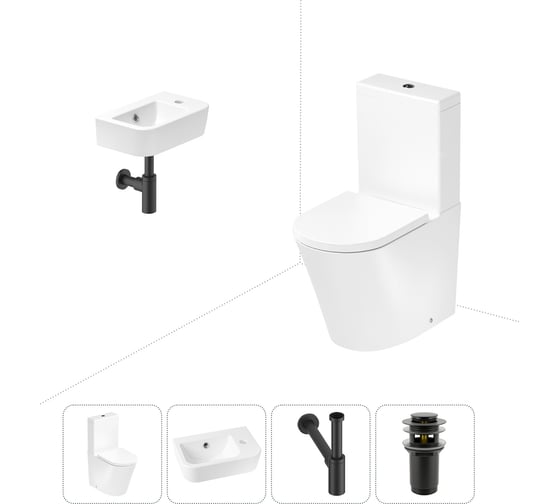 Изображение товара Безободковый напольный унитаз Lavinia Boho Biore Rimless в комплекте 4 в 1 202008401