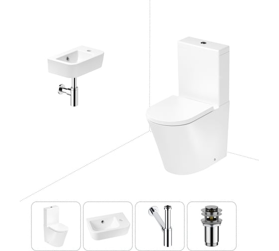 Изображение товара Безободковый напольный унитаз Lavinia Boho Biore Rimless в комплекте 4 в 1 202008400