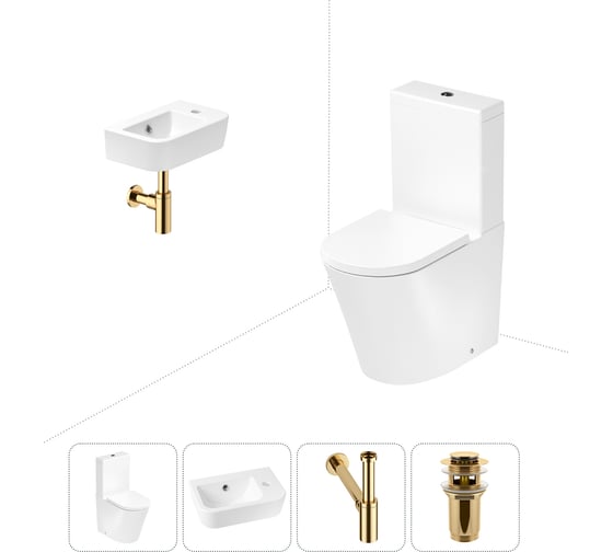 Изображение товара Безободковый напольный унитаз Lavinia Boho Biore Rimless в комплекте 4 в 1 202008402