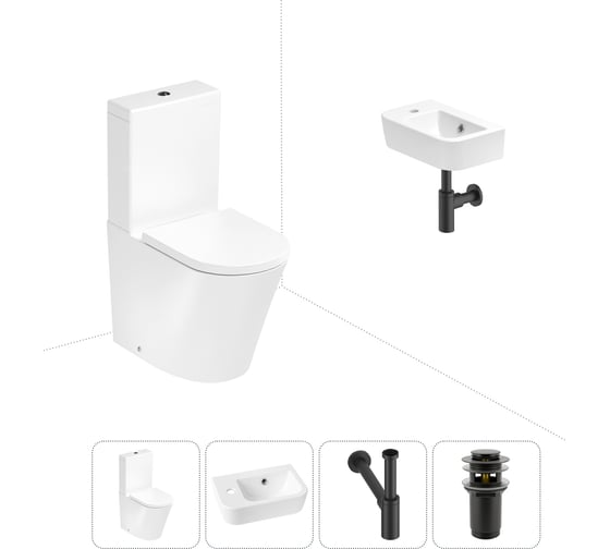 Изображение товара Безободковый напольный унитаз Lavinia Boho Biore Rimless в комплекте 4 в 1 202008446