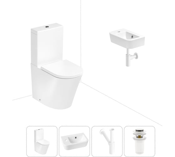 Изображение товара Безободковый напольный унитаз Lavinia Boho Biore Rimless в комплекте 4 в 1 202008449