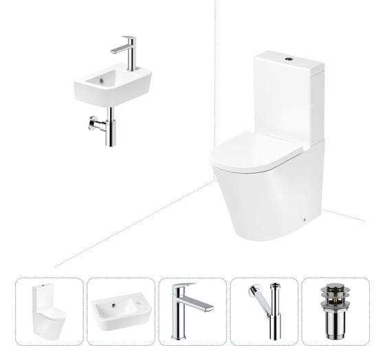 Изображение товара Безободковый напольный унитаз Lavinia Boho Biore Rimless в комплекте 5 в 1 202008490