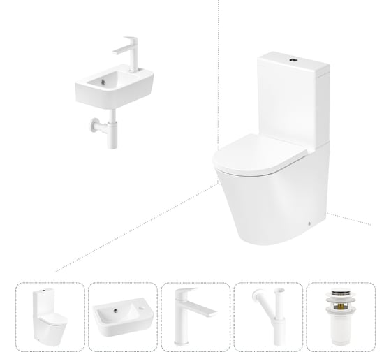 Изображение товара Безободковый напольный унитаз Lavinia Boho Biore Rimless в комплекте 5 в 1 202008494