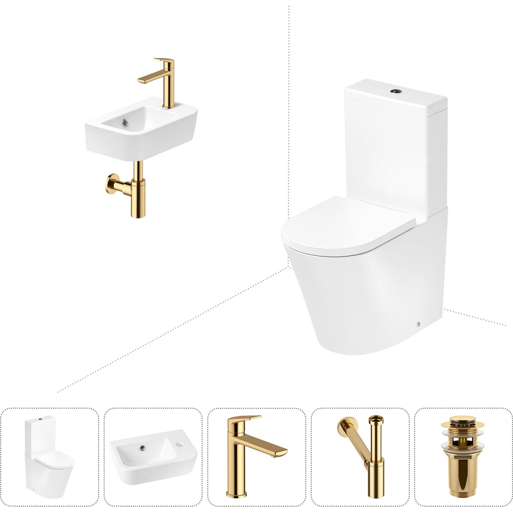 Изображение товара Безободковый напольный унитаз Lavinia Boho Rimless с раковиной и доп. комплектом